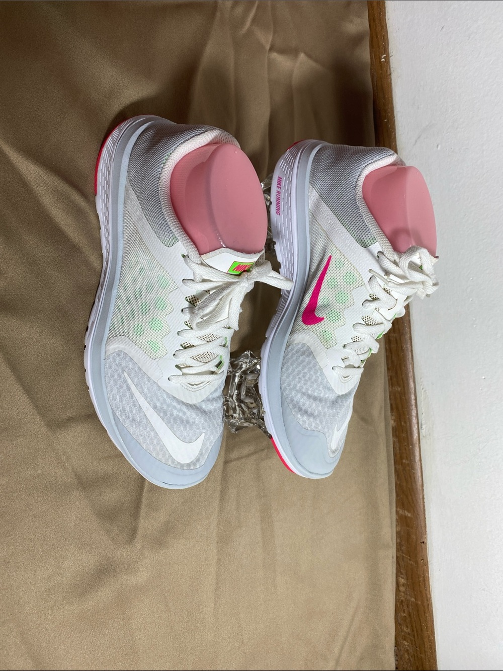Nike Women’s White Athletic Sneakers with Pink and Neon Green Accents